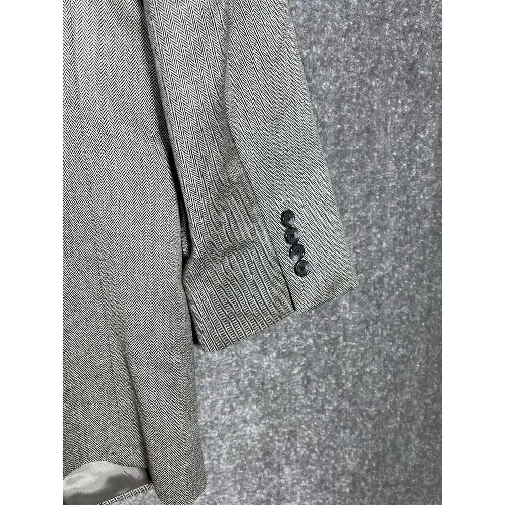 Jos A Bank Sport Coat Mens Sz 42 Gray Black‎ Herringbone Silk Camel Hair Pockets